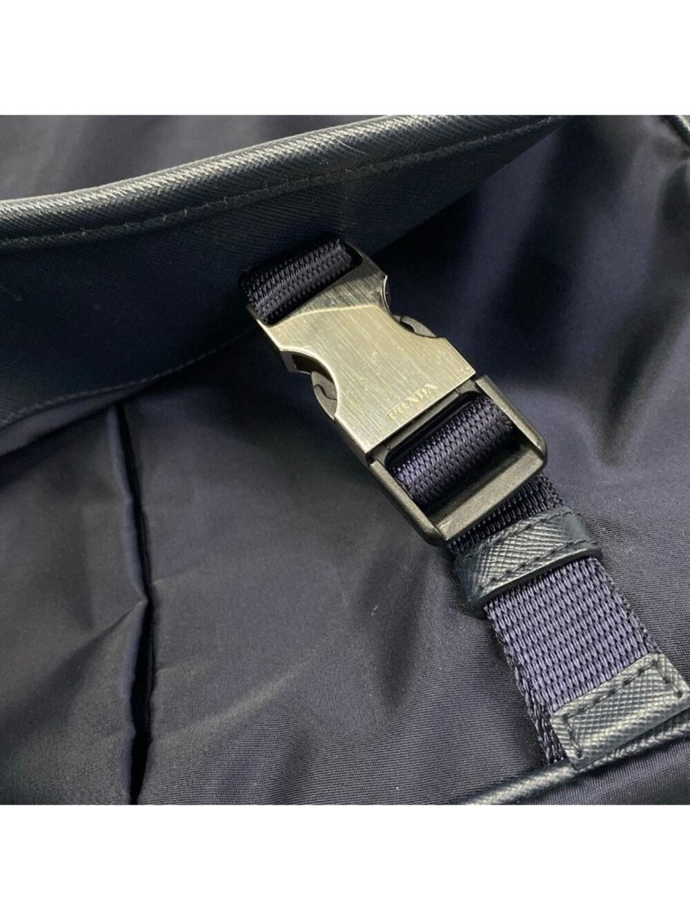 Prada Shoulder Bag Dark Navy Logo Leather - Picture 12 of 15